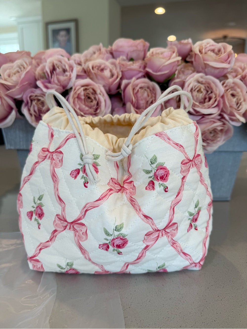 Floral cosmetic cotton drawstring, cosmetic pouch new
